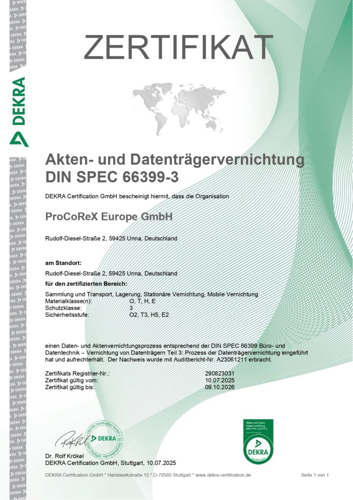 zertifizierte vernichtung festplatten computer